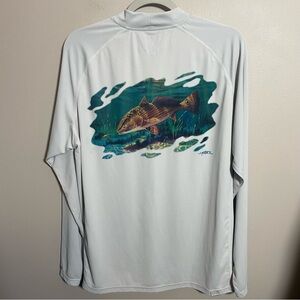 Simms Solarflex LS Crewneck Artist Series Martinez Redfish Grey